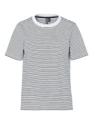 Pieces Koszulka "Pcria" w kolorze biało-granatowym rozmiar: XS. Białe bluzki damskie Pieces, xs, bez wzorów, z bawełny, bez kołnierzyka, bez ramiączek. Za 48.50 zł.