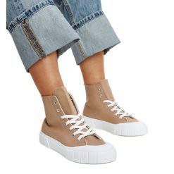 Brązowe wysokie trampki Vinka. Brązowe trampki damskie bez wzorów, z gumy, bez zapięcia. Za 81.83 zł.
