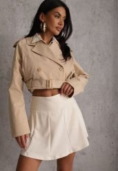 Białe Tenisowe Spódnico-Spodenki z Elastycznego Materiału Natennia. Białe spodenki sportowe damskie Renee, l, bez wzorów, tenisowe. Za 49.99 zł.