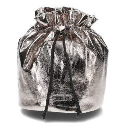 Torba damska Big Star, typu worek wykonana z połyskującej metalicznej ekoskóry zamykana na troczek, nikiel, JJ574019. Szare torebki klasyczne damskie Big Star Accessories, bez dodatków. Za 139.00 zł.