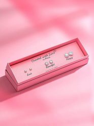 Created with Love 3-częściowy zestaw kolczyków-wkrętek "Grace" z cyrkoniami rozmiar: onesize. Szare kolczyki damskie Created with Love, z cyrkonią, srebrne. Za 56.99 zł.