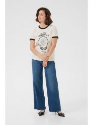 Kaffe Koszulka w kolorze białym rozmiar: L. Białe koszulki damskie Kaffe, l, bez wzorów, z bawełny, bez kołnierzyka, bez ramiączek. Za 69.99 zł.