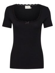 Kaffe Koszulka w kolorze czarnym rozmiar: S. Czarne bluzki damskie Kaffe, s, bez wzorów, z koronki, bez kołnierzyka, bez ramiączek. Za 60.99 zł.