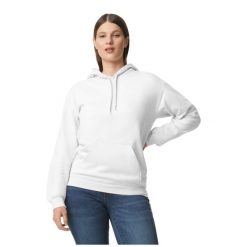 Bluza Z Kapturem Dla Dorosłych Unisex Softstyle Plain Fleece Midweight. Białe bluzy damskie GILDAN, m, bez wzorów, z bawełny, z kapturem. Za 120.99 zł.