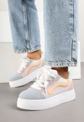 Niebiesko-Fioletowe Sneakersy Kultowe Tenisówki na Grubej Podeszwie Nurisora. Niebieskie obuwie sportowe damskie Renee, z jeansu, bez zapięcia, tenisowe. Za 79.99 zł.