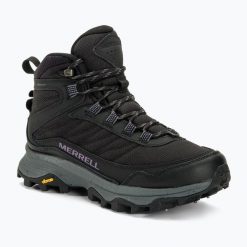 Buty turystyczne damskie Merrell Moab Speed Thermo Spike Mid WP. Czarne obuwie trekkingowe damskie Merrell, bez zapięcia. Za 579.99 zł.
