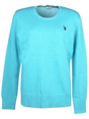 U.S. Polo Assn. Sweter w kolorze turkusowym rozmiar: L. Niebieskie swetry klasyczne damskie U.S. Polo Assn., l, z bawełny, bez kołnierzyka. Za 166.10 zł.