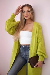 Sweter długi kardigan pistacjowy. Zielone kardigany damskie KESI, l, bez wzorów, z włókna. Za 175.65 zł.