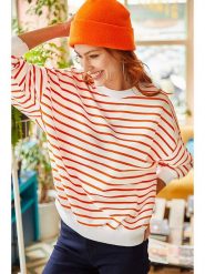 Olalook Bluza w kolorze biało-pomarańczowym rozmiar: XL. Białe bluzy damskie Olalook, xl, bez wzorów, bez kaptura. Za 78.28 zł.