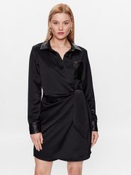 DKNY Sukienka koktajlowa P3ABRODB Czarny Regular Fit. Czarne sukienki damskie DKNY, bez wzorów, z syntetyku, wizytowe, bez ramiączek. Za 439.99 zł.