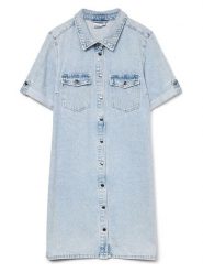 Vero Moda Sukienka dżinsowa w kolorze błękitnym rozmiar: S. Niebieskie sukienki damskie Vero Moda, bez wzorów, z bawełny, bez ramiączek. Za 104.99 zł.