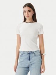 Patrizia Pepe T-Shirt 2M4522/J407-W146 Biały Slim Fit. Białe t-shirty damskie Patrizia Pepe, m, bez wzorów, z bawełny, bez kołnierzyka. Za 609.99 zł.