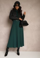Ciemnozielona Spódnica o Rozkloszowanym Kroju Melobia. Zielone spódnice damskie Renee, na co dzień, z aplikacjami, eleganckie, maxi. Za 59.99 zł.