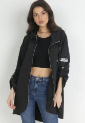 Czarna Kurtka Oversize Wiatrówka z Kapturem Lafise. Czarne kurtki damskie Born2be, s, bez wzorów, z kapturem. Za 54.99 zł.
