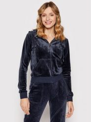 Juicy Couture Bluza Robertson JCAP176 Granatowy Slim Fit. Niebieskie bluzy damskie Juicy Couture, xxs, bez wzorów, z syntetyku, bez kaptura. Za 404.99 zł.