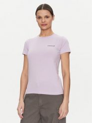 Guess Jeans T-Shirt W4YI02 J1314 Fioletowy Slim Fit. Fioletowe t-shirty damskie Guess Jeans, xl, z aplikacjami, z bawełny, bez kołnierzyka. Za 129.99 zł.