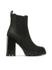 ONLY Botki 15304858 Czarny. Czarne botki damskie Only, ze skóry, bez obcasa, na słupku, bez zapięcia. Za 199.99 zł.