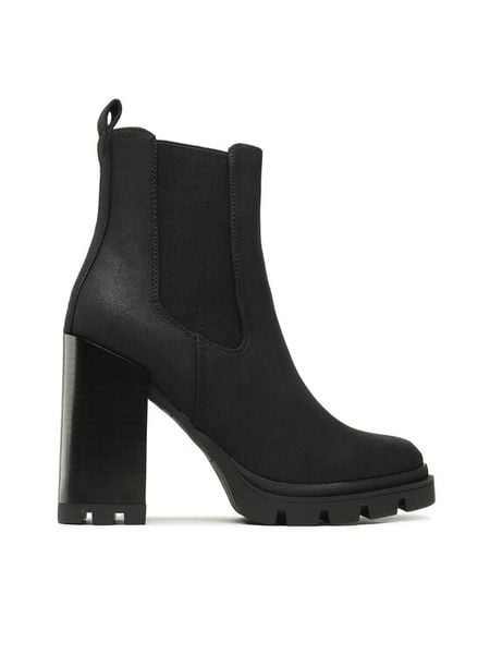 ONLY Botki 15304858 Czarny. Czarne botki damskie Only, ze skóry, bez obcasa, na słupku, bez zapięcia. Za 169.99 zł.