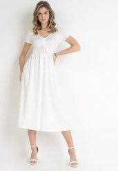 Biała Sukienka Ionene. Białe sukienki damskie Born2be, bez wzorów, bez ramiączek. Za 169.99 zł.