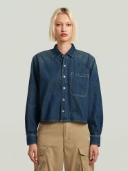 G-Star Koszula dżinsowa - Relaxed fit - w kolorze granatowym rozmiar: XL. Niebieskie koszule damskie G-Star, xl, bez wzorów, z bawełny, retro, bez kołnierzyka, bez ramiączek. Za 205.45 zł.