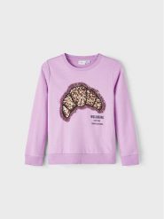 NAME IT Bluza 13219588 Fioletowy Regular Fit. Fioletowe bluzy dziewczęce Name it, bez wzorów, z bawełny, bez ramiączek, bez kaptura. Za 109.99 zł.