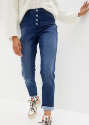 Dżinsy ocieplane, z miękką spodnią stroną, Boyfriend. Niebieskie jeansy damskie bonprix. Za 154.99 zł.