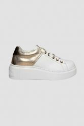 VALENTINO Biało-złote sneakersy Baraga S Sneaker Lace-U. Białe obuwie sportowe damskie Valentino by Mario Valentino, bez zapięcia. W wyprzedaży za 799.99 zł.