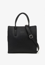 Czarna Klasyczna Torebka Typu Shopper z Paskiem Crossbody Nalireine. Czarne shopper bag Renee, bez wzorów, z jeansu, bez dodatków. Za 169.99 zł.