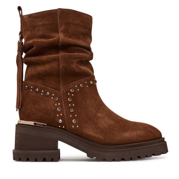 Botki Alma En Pena. Brązowe botki damskie Alma En Pena, bez obcasa, na słupku, bez zapięcia. Za 809.99 zł.