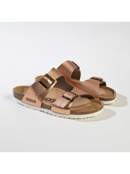 BACKSUN Klapki "Garda" w kolorze różowozłotym rozmiar: 40. Różowe klapki damskie Backsun, bez wzorów, z materiału, z otwartym noskiem, bez obcasa, bez zapięcia. Za 132.05 zł.