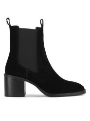 Sergio Bardi Botki WI32-E1094-01SB Czarny. Czarne botki damskie Sergio Bardi, ze skóry, bez obcasa, na słupku, bez zapięcia. Za 299.99 zł.