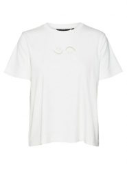 Vero Moda Koszulka w kolorze białym rozmiar: XL. Białe bluzki damskie Vero Moda, xl, bez wzorów, z bawełny, bez kołnierzyka, bez ramiączek. Za 70.45 zł.