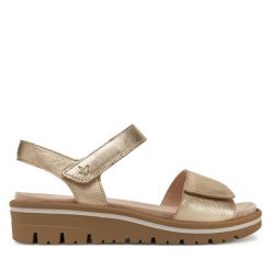 Sandały Caprice. Żółte sandały damskie Caprice, bez wzorów, bez obcasa, na słupku, bez zapięcia. Za 339.99 zł.