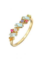 Elli PREMIUM Damski kolorowy glamour z peridotem, topazem i kamieniem księżycowym w pozłacanym srebrze próby 925 Sterling Silver Pierścionki 1 ct. Szare pierścionki damskie Elli PREMIUM, z cytrynem, pozłacane. Za 368.99 zł.