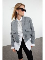 Trendyol Kurtka w kolorze szarym rozmiar: XL. Szare kurtki damskie Trendyol, xl, bez wzorów, bez kaptura. Za 130.99 zł.