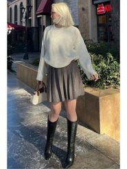 Happiness Istanbul Sweter w kolorze kremowym rozmiar: L. Brązowe swetry klasyczne damskie Happiness Istanbul, l, bez kołnierzyka. Za 161.73 zł.