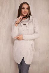 Sweter z kopertowym dołem ciemny beżowy. Brązowe swetry klasyczne damskie KESI, l, z wełny, bez kołnierzyka, plus size. Za 138.59 zł.
