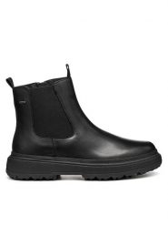 Geox Botki D Lamidie + Grip Abx D46XMD 00043 C9999 Czarny. Czarne botki damskie Geox, ze skóry, bez obcasa, na płaskiej podeszwie, bez zapięcia. Za 579.99 zł.