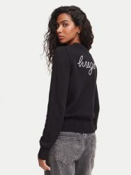 HUGO Sweter Saje 50564300 Czarny Regular Fit. Czarne swetry klasyczne damskie Hugo, xl, z bawełny, bez kołnierzyka. Za 469.99 zł.
