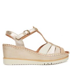 Sandały Pikolinos. Żółte sandały damskie Pikolinos, bez wzorów, bez obcasa, na koturnie, bez zapięcia. Za 599.99 zł.