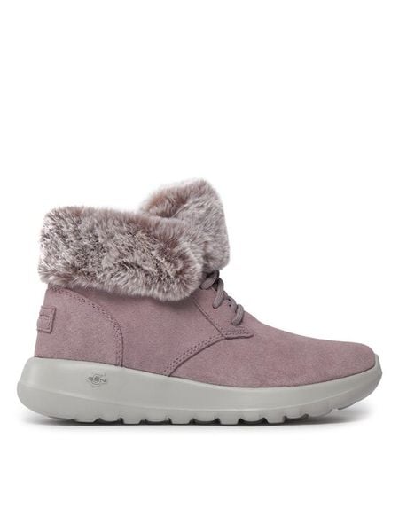 Skechers Trzewiki On-The-Go Joy Plush Dreams 144042/LAV Fioletowy. Fioletowe botki damskie Skechers, ze skóry, bez obcasa, na płaskiej podeszwie, bez zapięcia. Za 209.99 zł.