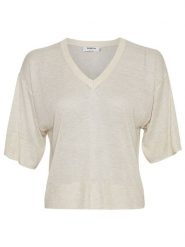 MOSS COPENHAGEN Sweter "Kobra" w kolorze kremowym rozmiar: L/XL. Brązowe swetry klasyczne damskie Moss Copenhagen, l, z wiskozy, bez kołnierzyka. Za 118.56 zł.