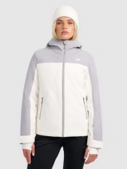 4F Kurtka narciarska membrana 5000 damska - szara S. Szare kurtki damskie 4F, na zimę, s, bez wzorów, z materiału, bez kaptura. Za 349.99 zł.
