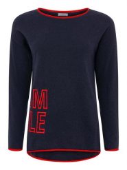 Zwillingsherz Sweter "Smile" w kolorze granatowym rozmiar: L. Niebieskie swetry klasyczne damskie Zwillingsherz, l, z kaszmiru, bez kołnierzyka. Za 193.45 zł.