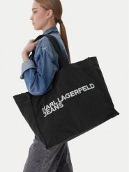 Karl Lagerfeld Jeans Torebka B1W50045 Czarny. Czarne shopper bag Karl Lagerfeld Jeans, bez wzorów, z jeansu, bez dodatków. Za 259.99 zł.
