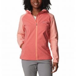Kurtka softshell damska Columbia Heather Canyon Softshell. Czerwone kurtki damskie Columbia, bez wzorów, z softshellu, bez kaptura. Za 314.99 zł.