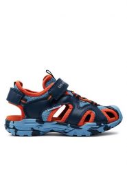 Geox Sandały J Borealis Boy J450RC 014BU C0573 S Niebieski. Niebieskie sandały chłopięce Geox, ze skóry, bez zapięcia. Za 319.99 zł.