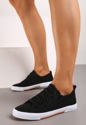 Czarne Tenisówki Poreinilla. Czarne obuwie sportowe damskie Born2be, z kauczuku, przed kostkę, bez zapięcia, tenisowe. Za 79.99 zł.