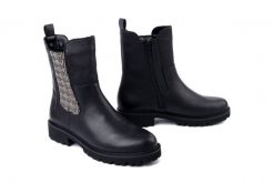 RIEKER REMONTE D8694-03 black combination, botki damskie. Czarne botki damskie Rieker Remonte, z polaru, bez obcasa, na obcasie, bez zapięcia. Za 400.41 zł.