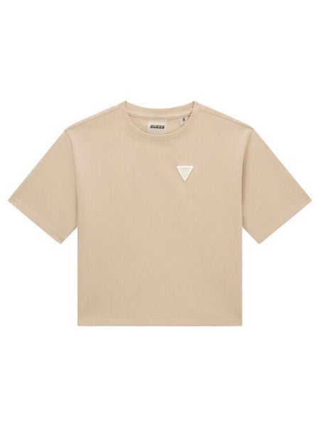 Guess T-Shirt J6YI42 K5197 Beżowy Regular Fit. Brązowe koszulki i t-shirty dziewczęce Guess, z aplikacjami, z bawełny, bez kołnierzyka, bez ramiączek. Za 89.99 zł.